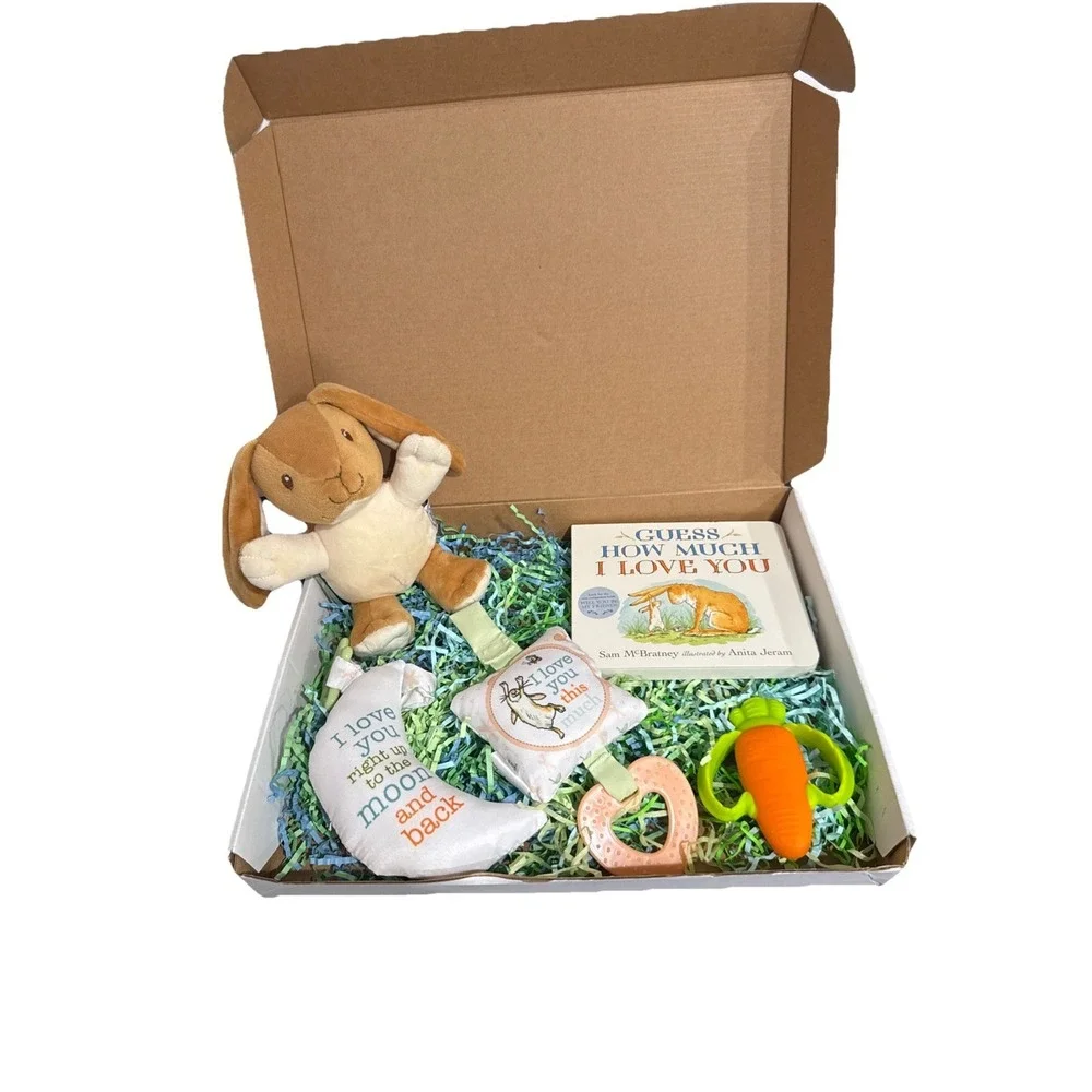 Unisex Baby Shower Gift Box Guess How Much I Love You Book, Plush & Crinkle Toys